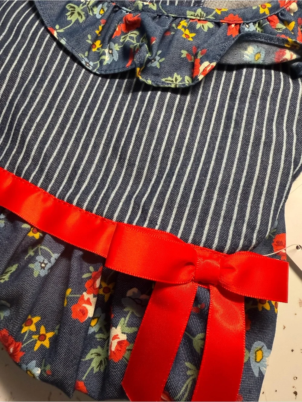 Toddler Girls’ Bonnie Jean Navy Floral Dress with Red Bow - NWT - Size: 2T